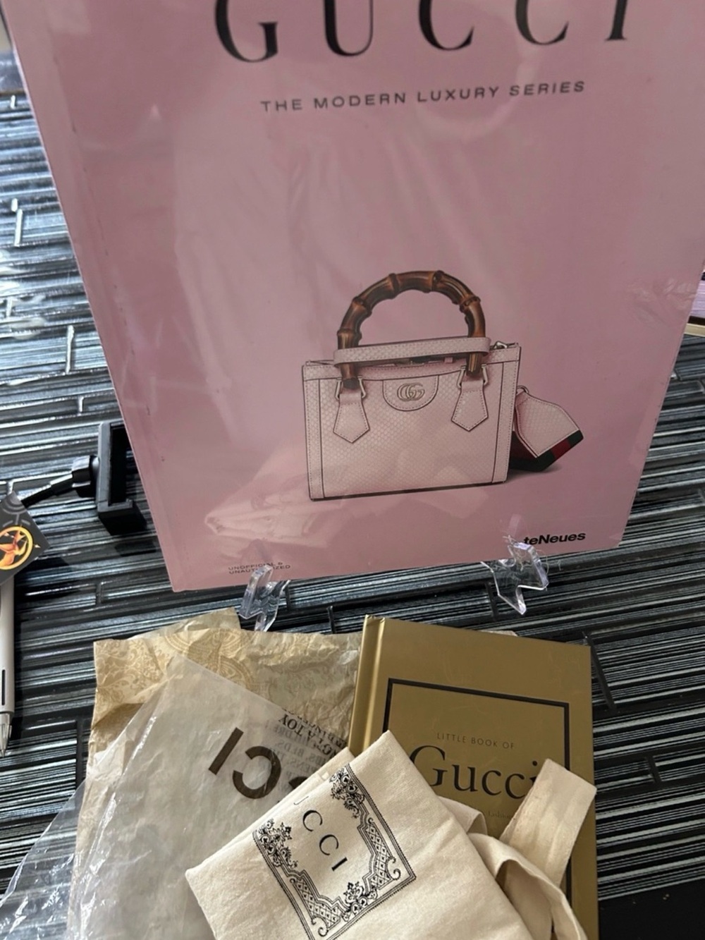 Gucci Pink Hardcover Book + LIL BOOK OF GUCCI & AUTH TOTE BAG